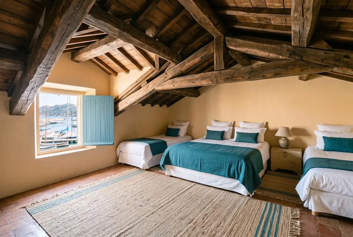 Chambre familiale Barque — la chambre familiale Barque, sous les poutres